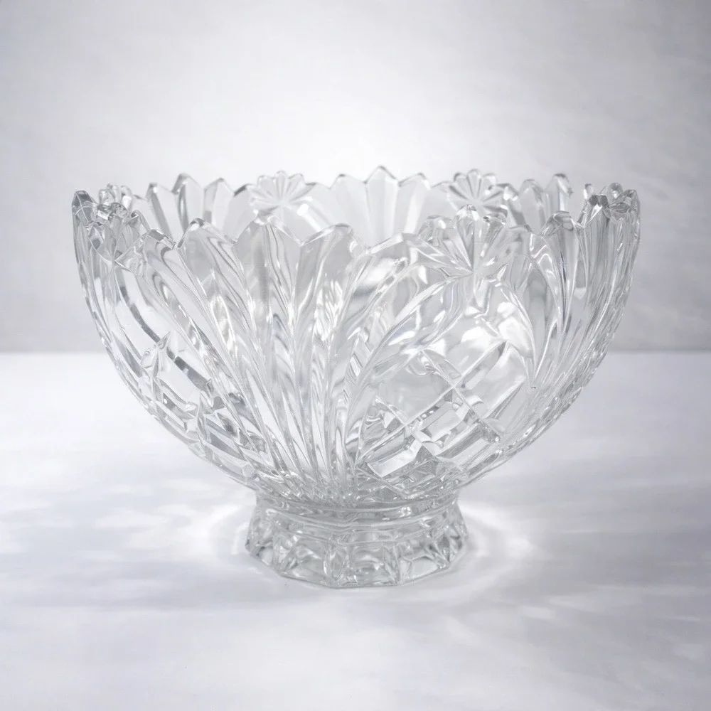 Vintage Lead Crystal Pedestal Bowl‎ 9